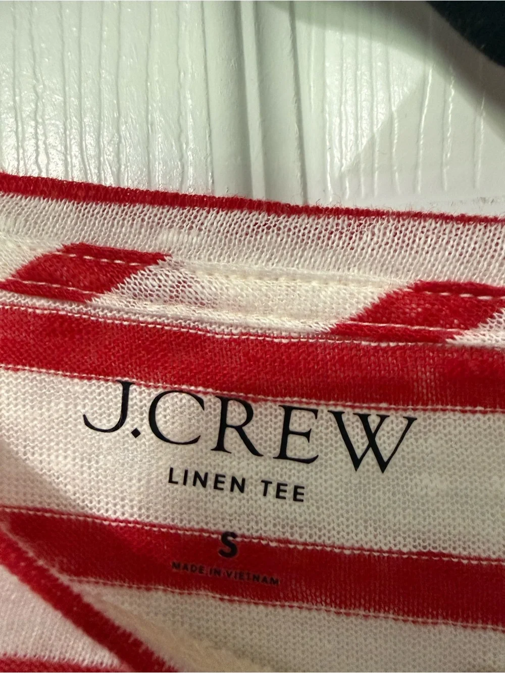 J. Crew NWT 100% Linen Red Striped Short Sleeve Tee- S - Picture 4 of 7